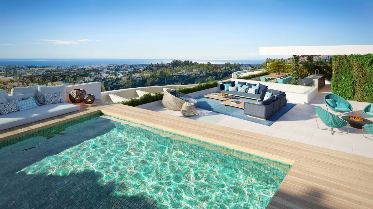 Private Dachterrasse mit Pool und Meerblick