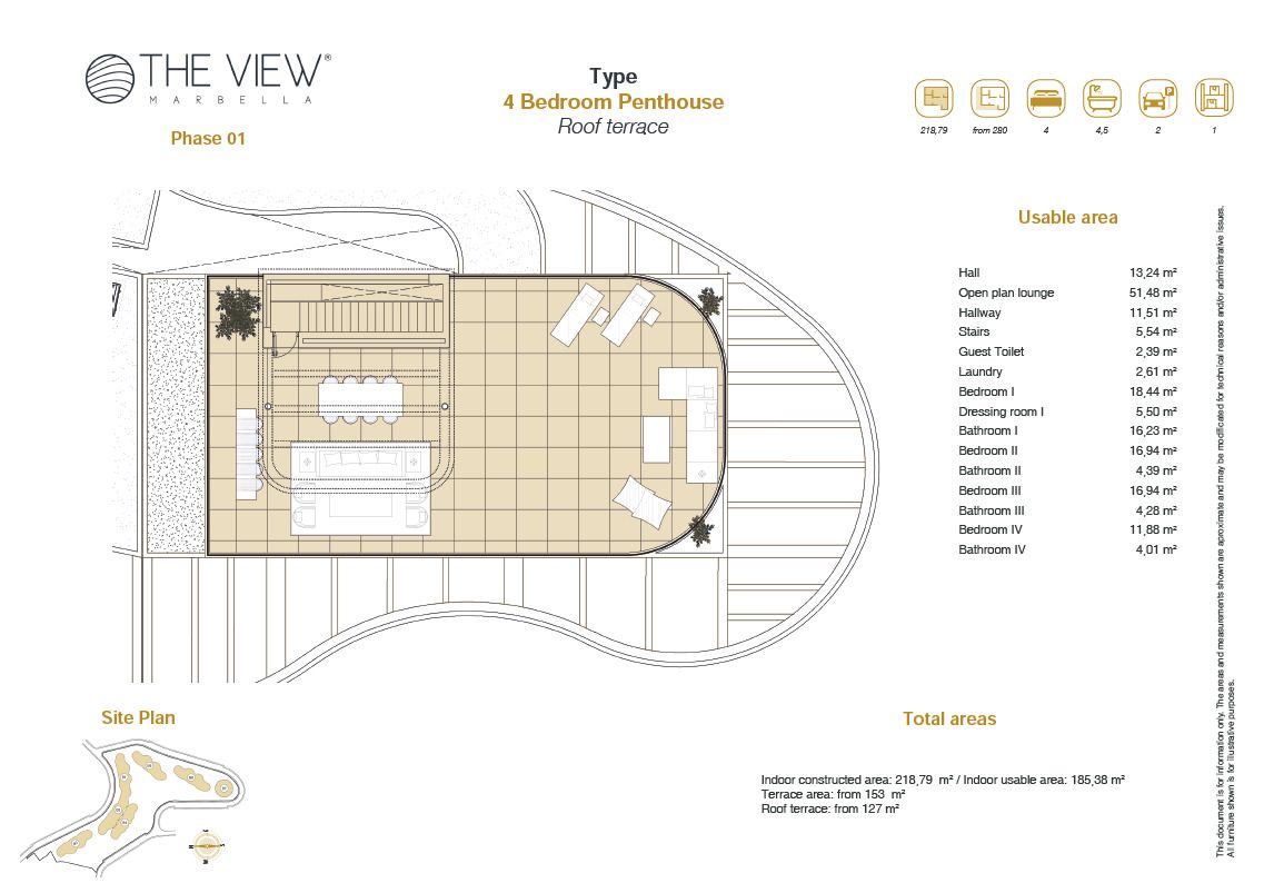 Grundriss 5 Zimmer Penthouse Dachterrasse